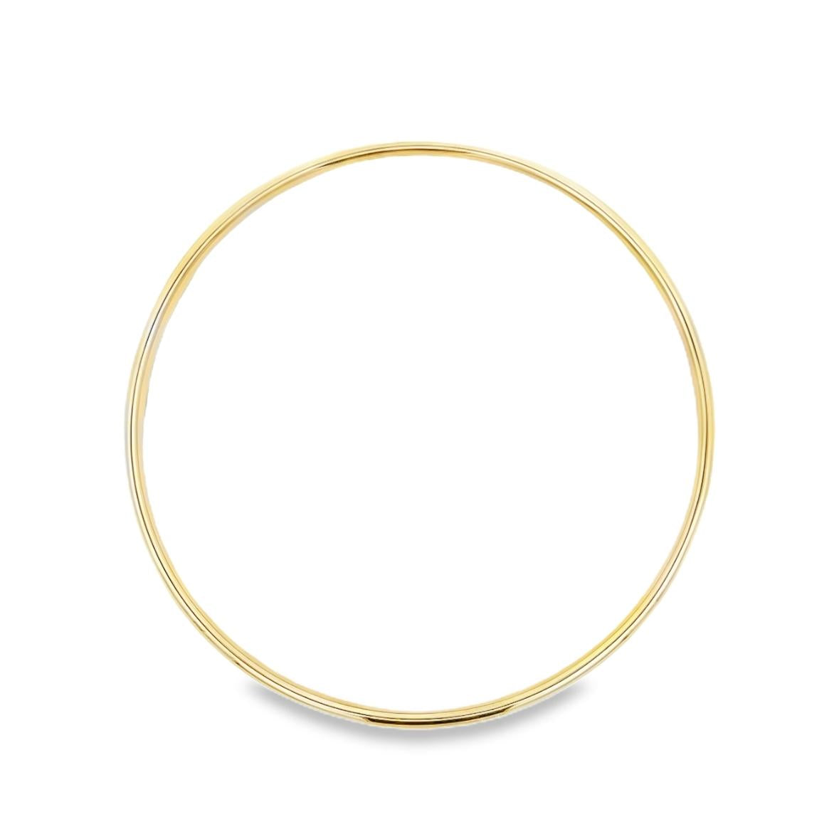 9ct yellow gold 6mm silver filled golf bangle with rounded polished profile.