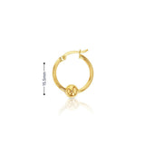 9ct yellow gold hoop earrings with sliding ball accent.