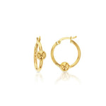 9ct yellow gold hoop earrings with sliding ball accent.