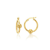 9ct yellow gold hoop earrings with sliding ball accent.
