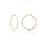 9ct yellow gold square cushion-shaped hoop earrings with flattened base.