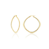 9ct yellow gold square cushion-shaped hoop earrings with flattened base.