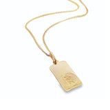 9ct yellow gold St Christopher ingot-style religious medallion with engraved round detail.
