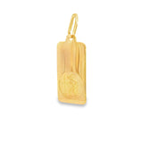 9ct yellow gold St Christopher ingot-style religious medallion with engraved round detail.