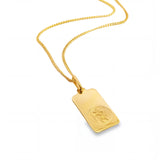 9ct yellow gold St Christopher ingot-style religious medallion with engraved round detail.