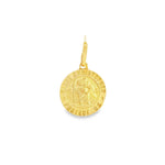 18ct yellow gold St Christopher religious medallion with engraved inscription and oval bale.