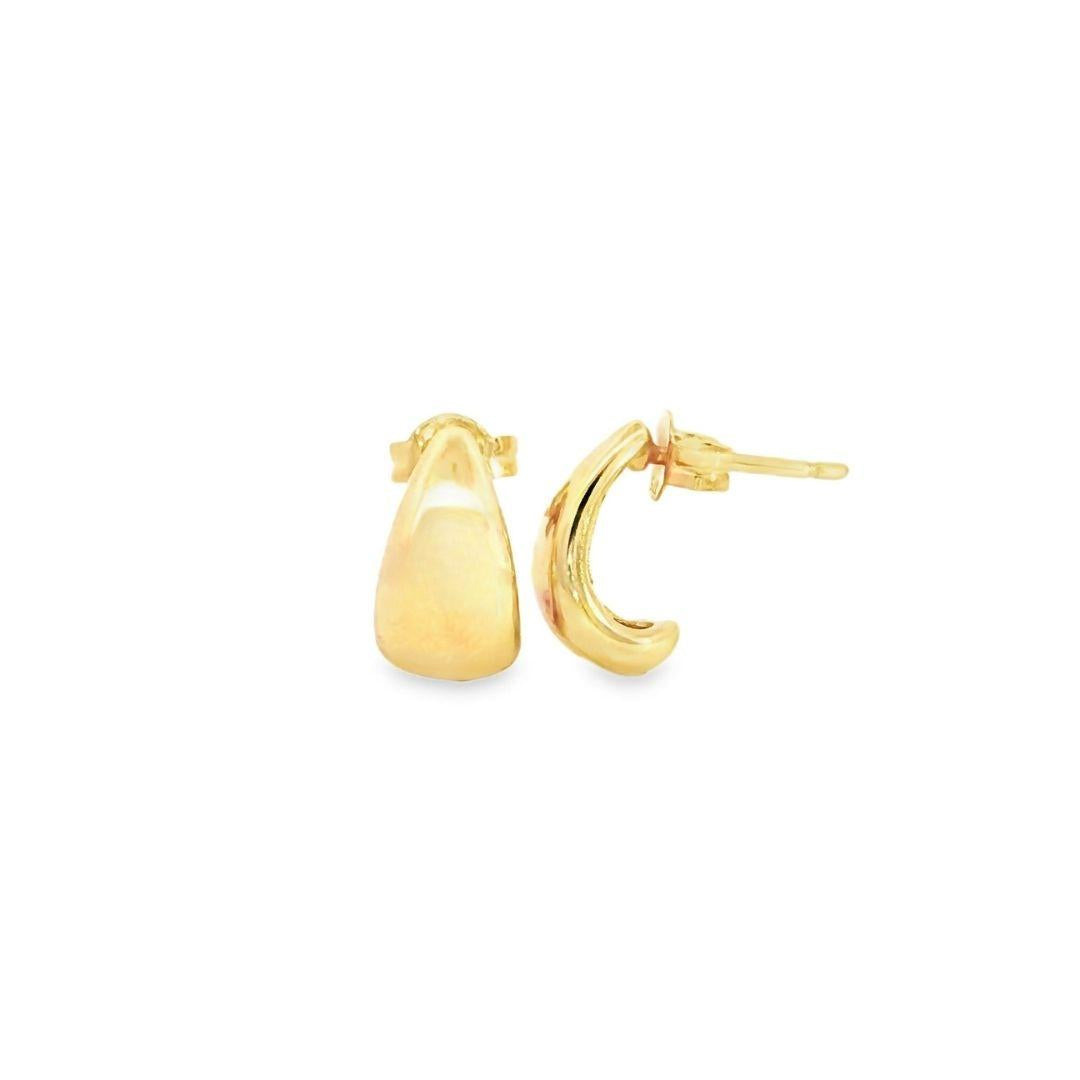 9ct yellow gold tapered puff cuff stud earrings with polished domed design.