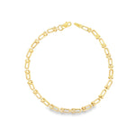 9ct yellow gold bracelet with U-shaped links and cluster bead detailing.