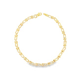 9ct yellow gold bracelet with U-shaped links and cluster bead detailing.