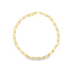 9ct yellow gold bracelet with U-shaped links and cluster bead detailing.