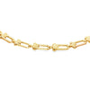 9ct yellow gold bracelet with U-shaped links and cluster bead detailing.