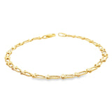 9ct yellow gold bracelet with U-shaped links and cluster bead detailing.