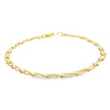 9ct yellow gold bracelet with U-shaped links and cluster bead detailing.