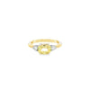 Yellow and white gold ring with horizontal oval yellow beryl and diamond side accents.