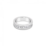 18ct white gold wedding ring featuring alternating princess and baguette cut diamonds totalling 1.25ct in a channel-set design.