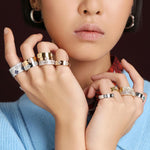 Roberto Coin Love in Verona ring in 18ct white gold featuring pavé diamond flower clusters totalling 1.40ct and a signature hidden ruby inside the band.