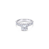 Platinum diamond ring featuring a 1.01ct round brilliant cut centre diamond with sixteen round brilliant cut diamond accents.