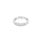 18ct white gold wedding ring featuring twelve round brilliant cut diamonds totalling 0.12ct, scatter-set in a high half-round band.