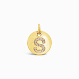 Diamond Initial Disc Pendant Yellow Gold