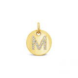 Diamond Initial Disc Pendant Yellow Gold