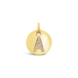 Diamond Initial Disc Pendant Yellow Gold