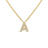 Diamond Initial Necklace Yellow Gold