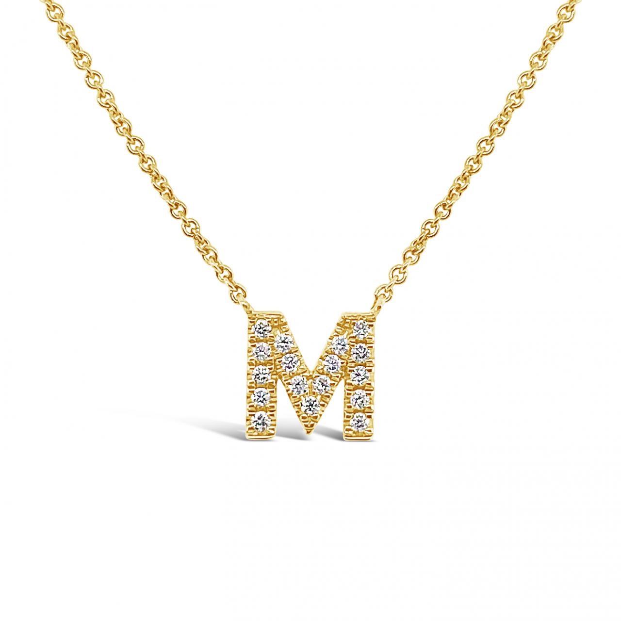 Diamond Initial Necklace Yellow Gold