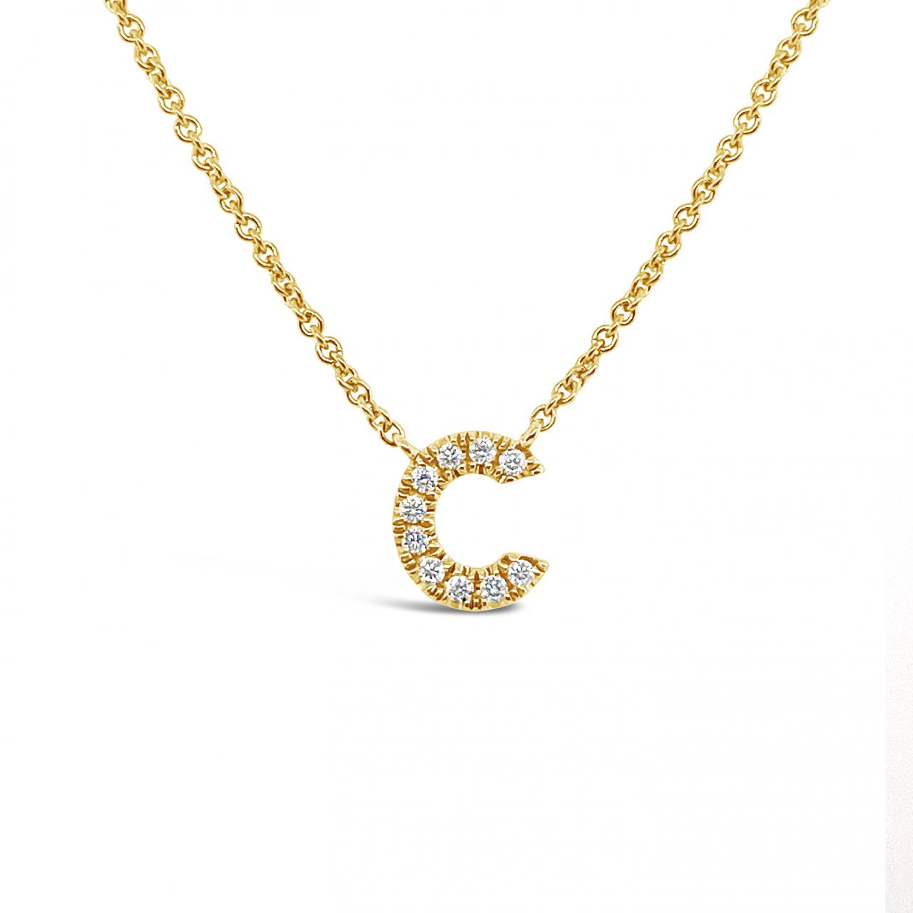 Diamond Initial Necklace Yellow Gold