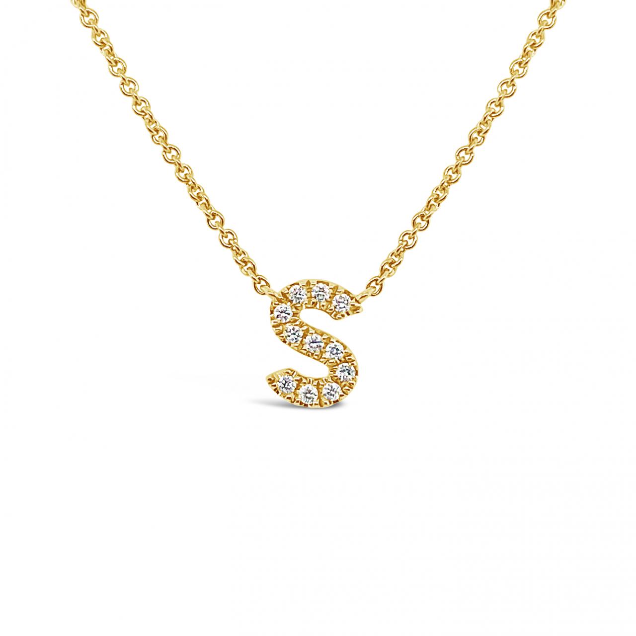 Diamond Initial Necklace Yellow Gold