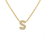 Diamond Initial Necklace Yellow Gold