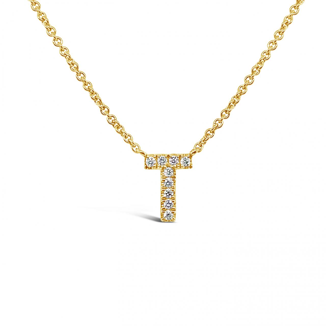 Diamond Initial Necklace Yellow Gold