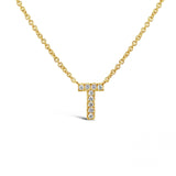 Diamond Initial Necklace Yellow Gold