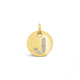 Diamond Initial Disc Pendant Yellow Gold