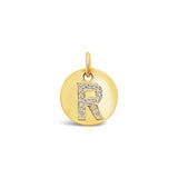 Diamond Initial Disc Pendant Yellow Gold