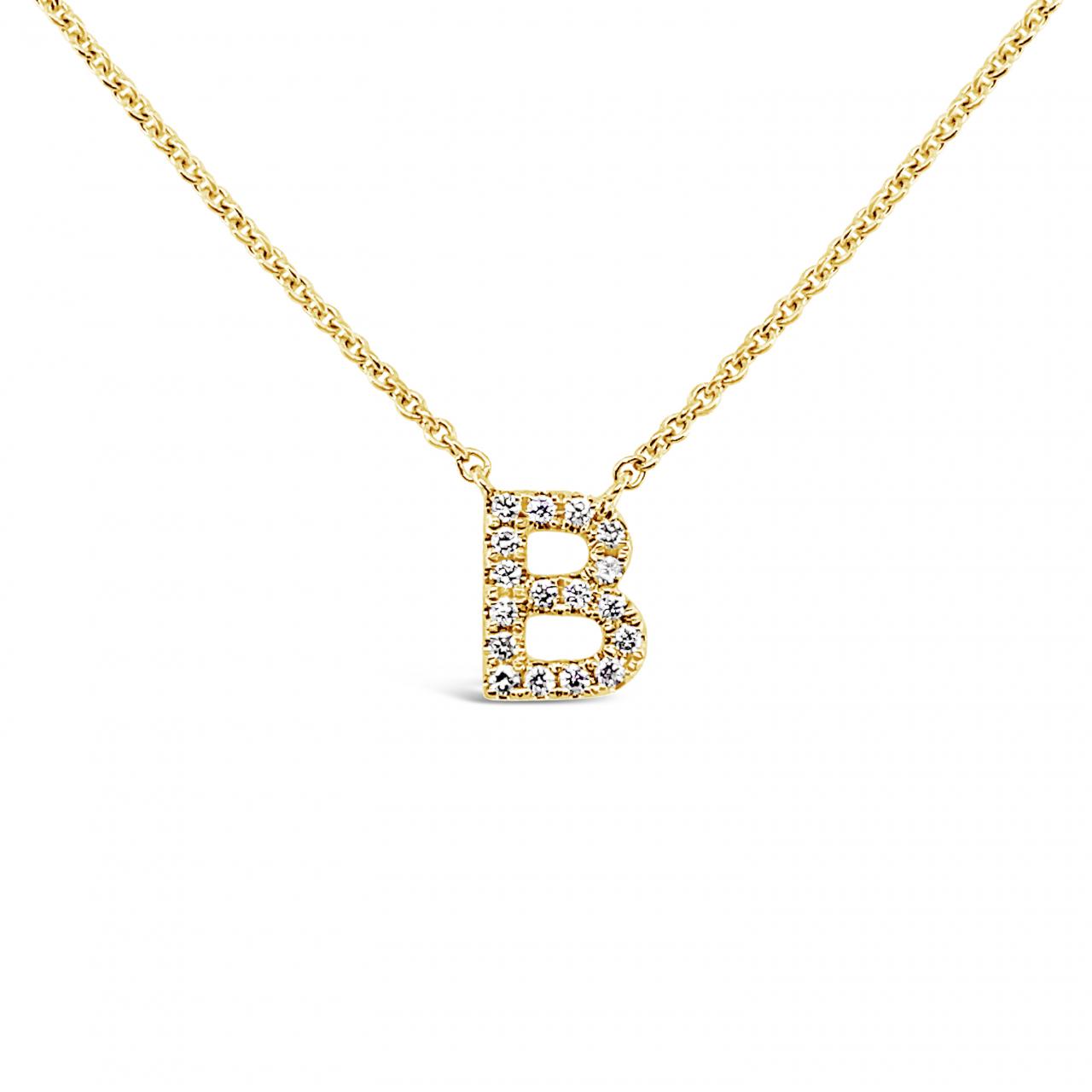 Diamond Initial Necklace Yellow Gold