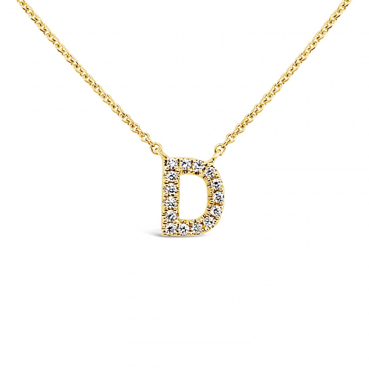 Diamond Initial Necklace Yellow Gold
