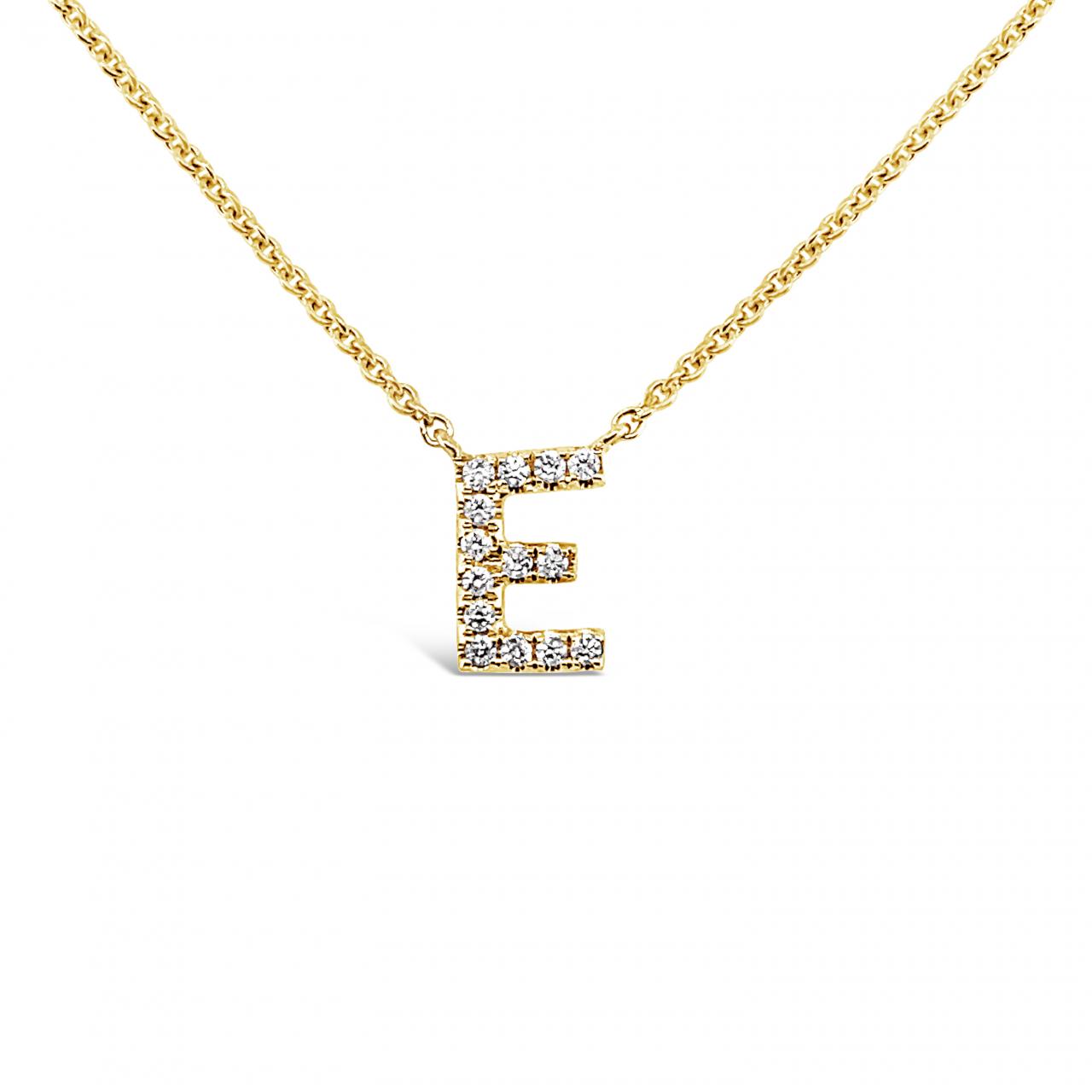 Diamond Initial Necklace Yellow Gold