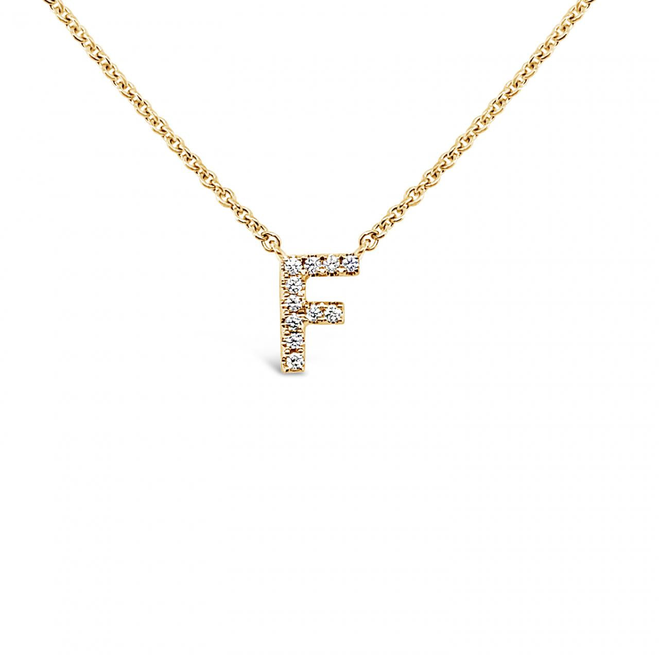 Diamond Initial Necklace Yellow Gold