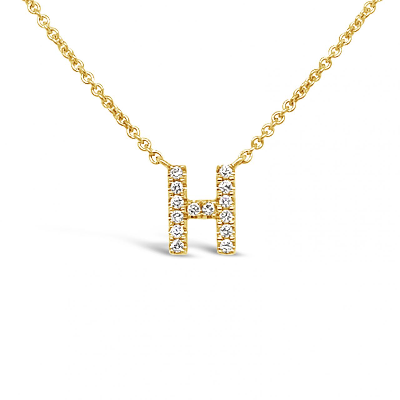 Diamond Initial Necklace Yellow Gold