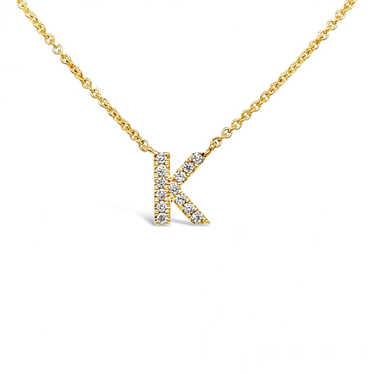 Diamond Initial Necklace Yellow Gold