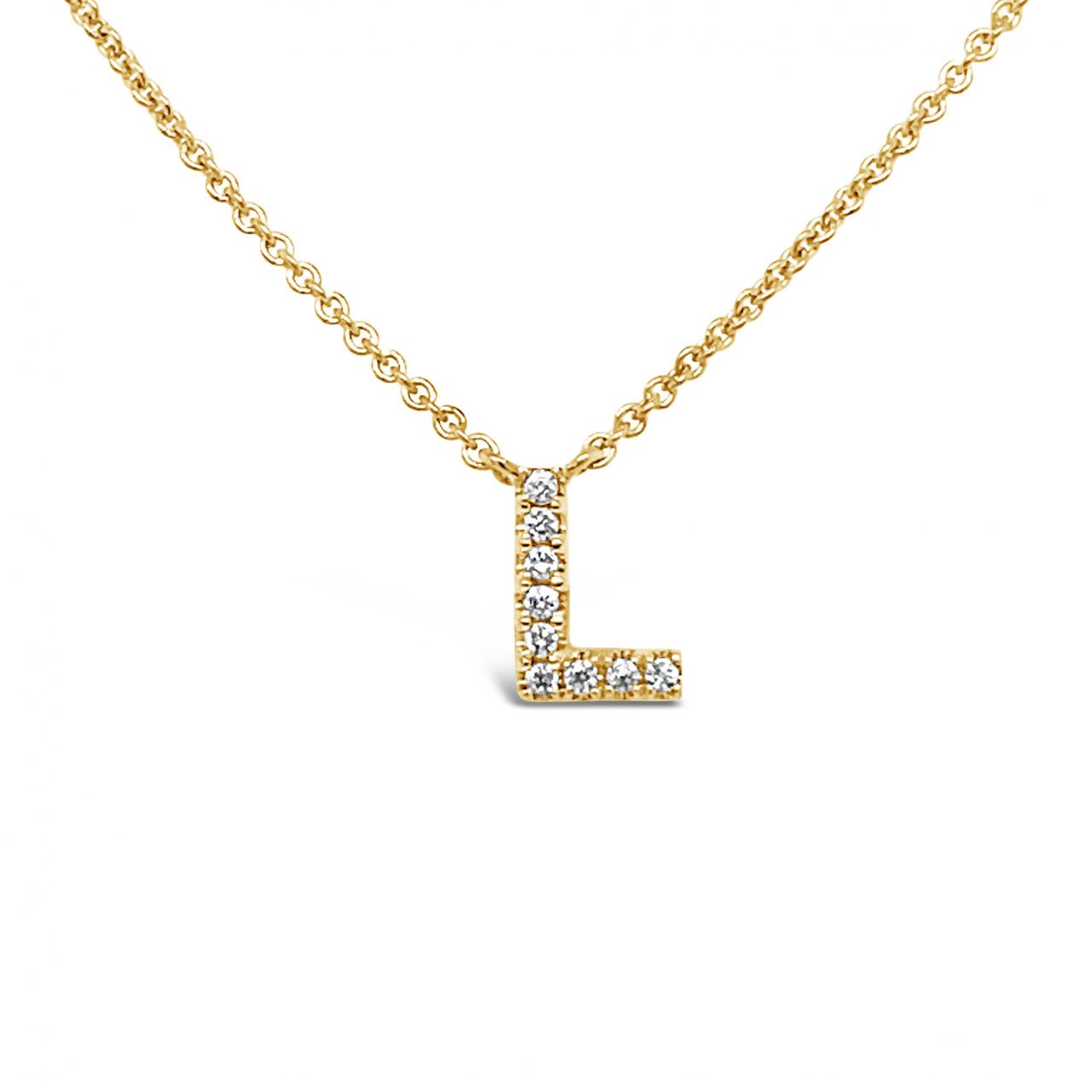 Diamond Initial Necklace Yellow Gold