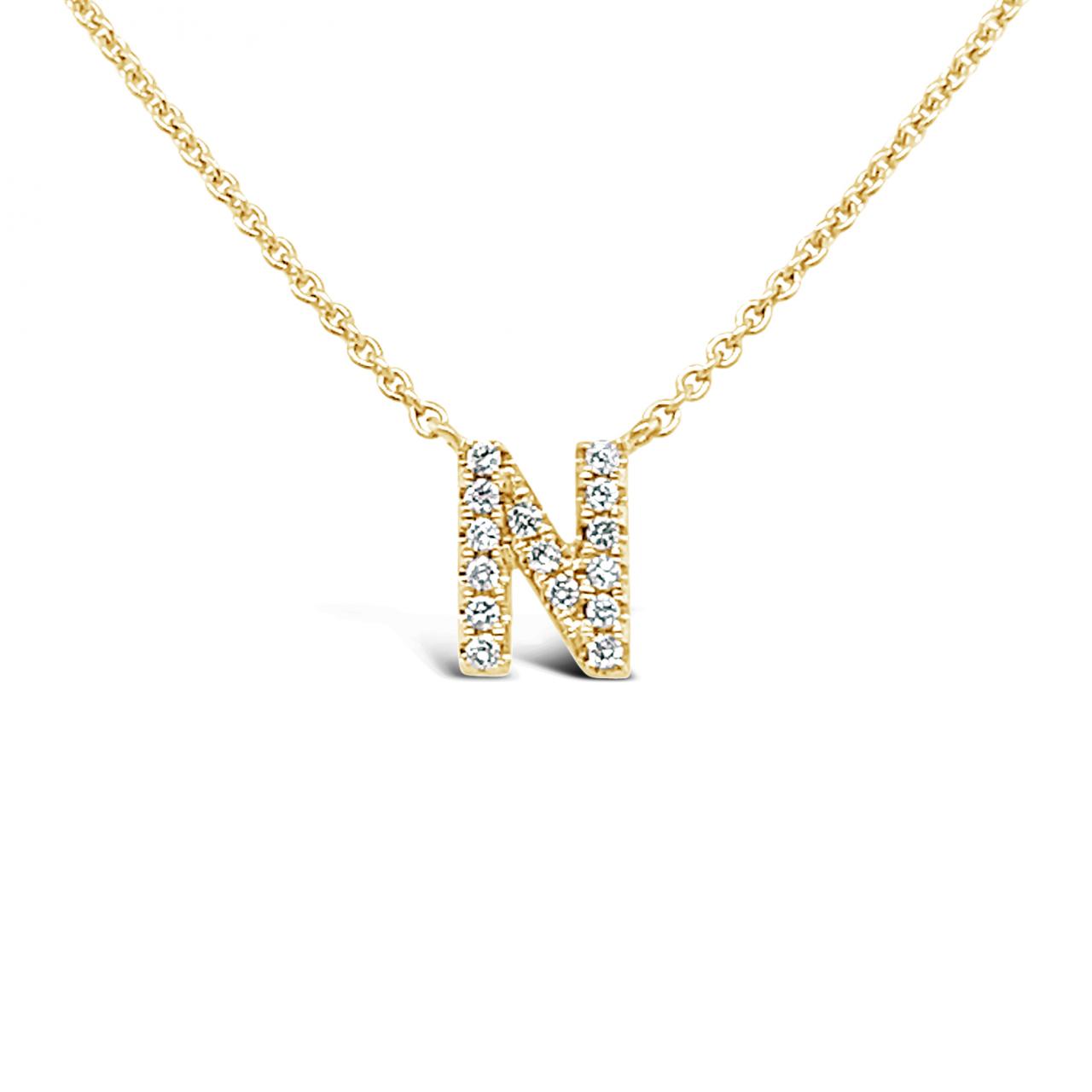 Diamond Initial Necklace Yellow Gold