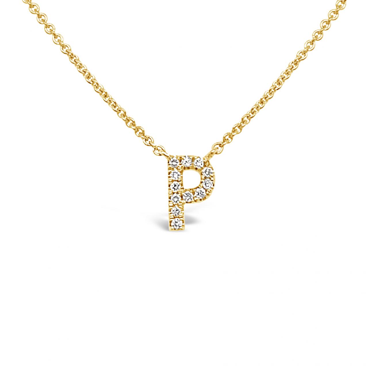 Diamond Initial Necklace Yellow Gold