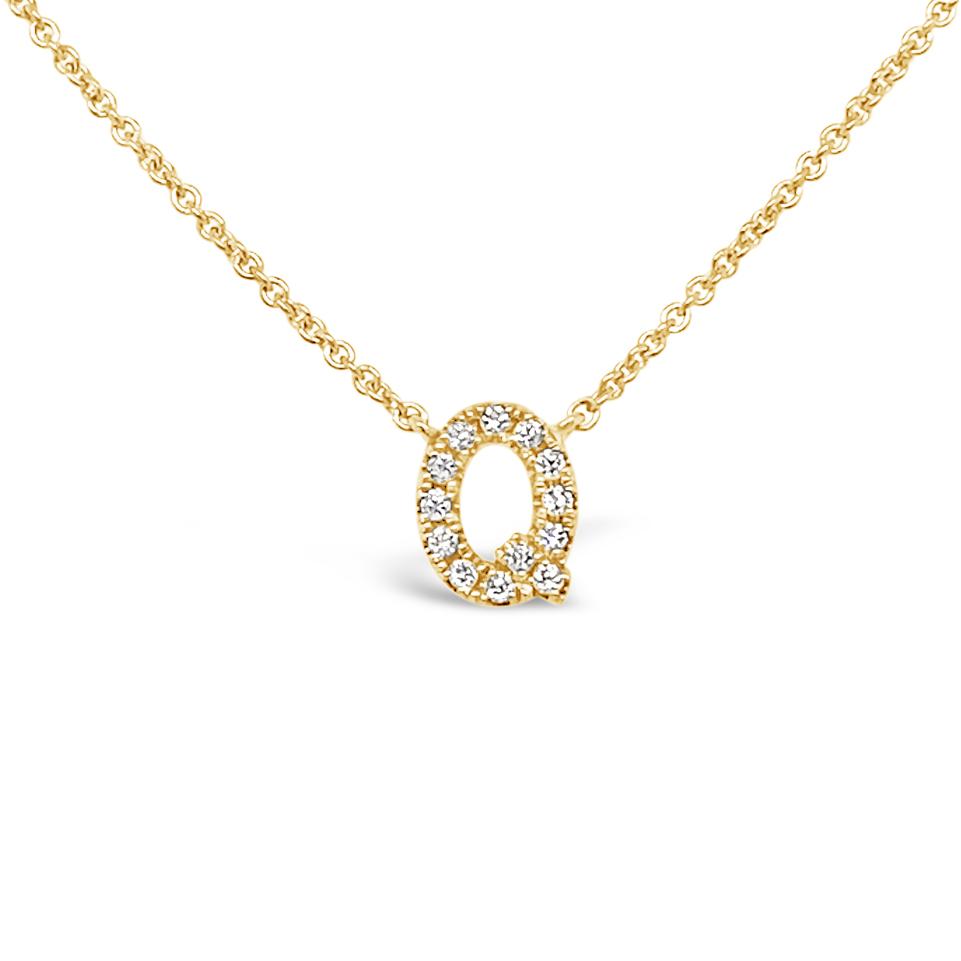 Diamond Initial Necklace Yellow Gold