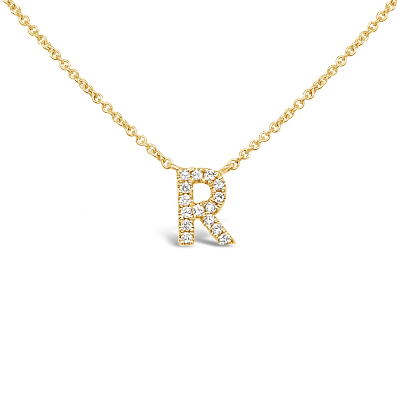 Diamond Initial Necklace Yellow Gold