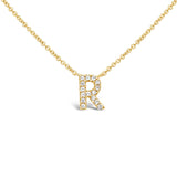 Diamond Initial Necklace Yellow Gold