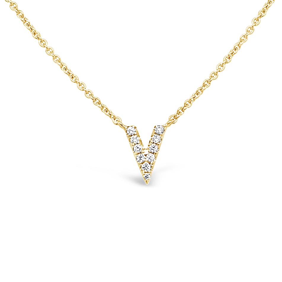 Diamond Initial Necklace Yellow Gold