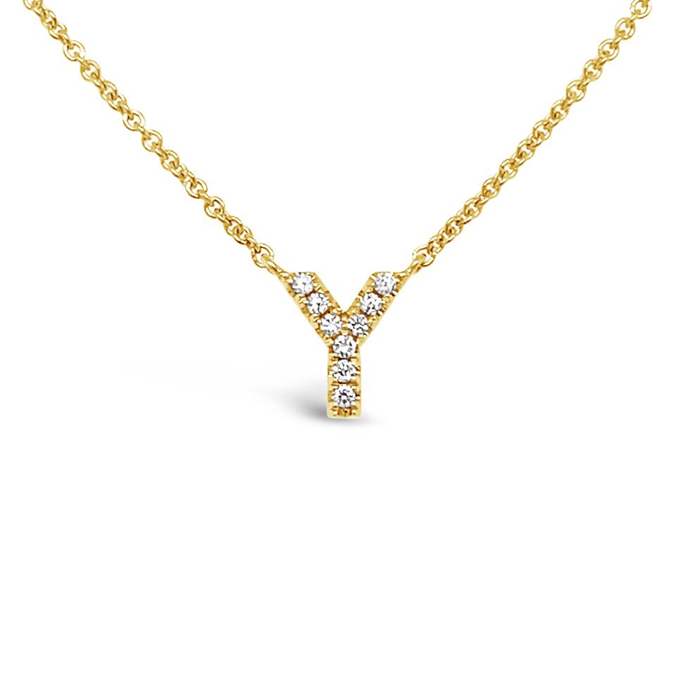 Diamond Initial Necklace Yellow Gold