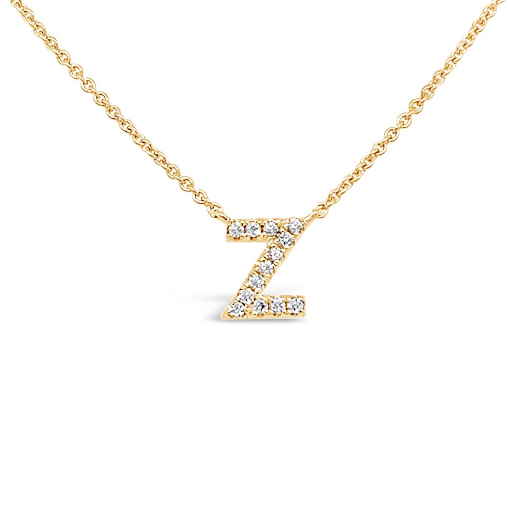 Diamond Initial Necklace Yellow Gold