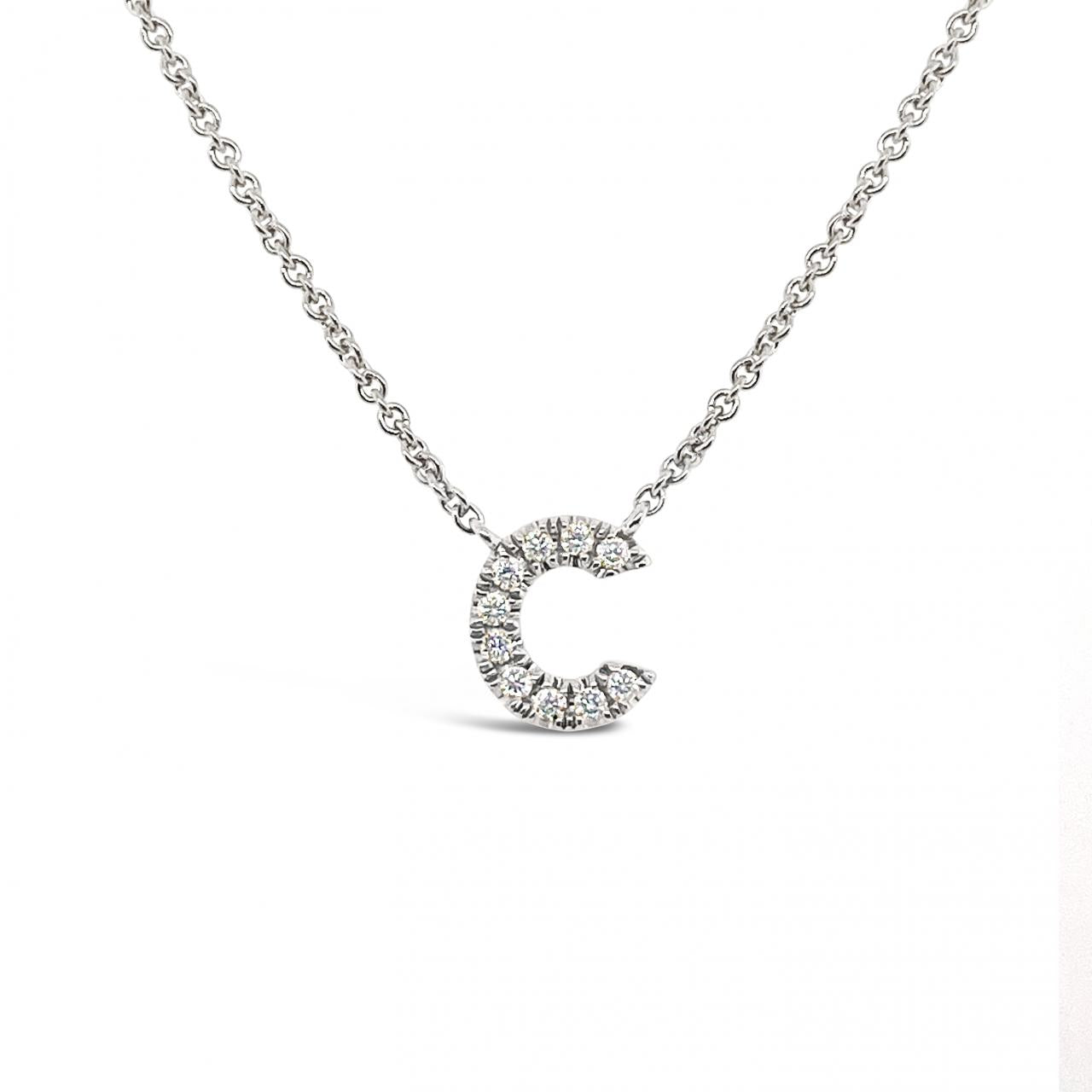 Diamond Initial Necklace White Gold